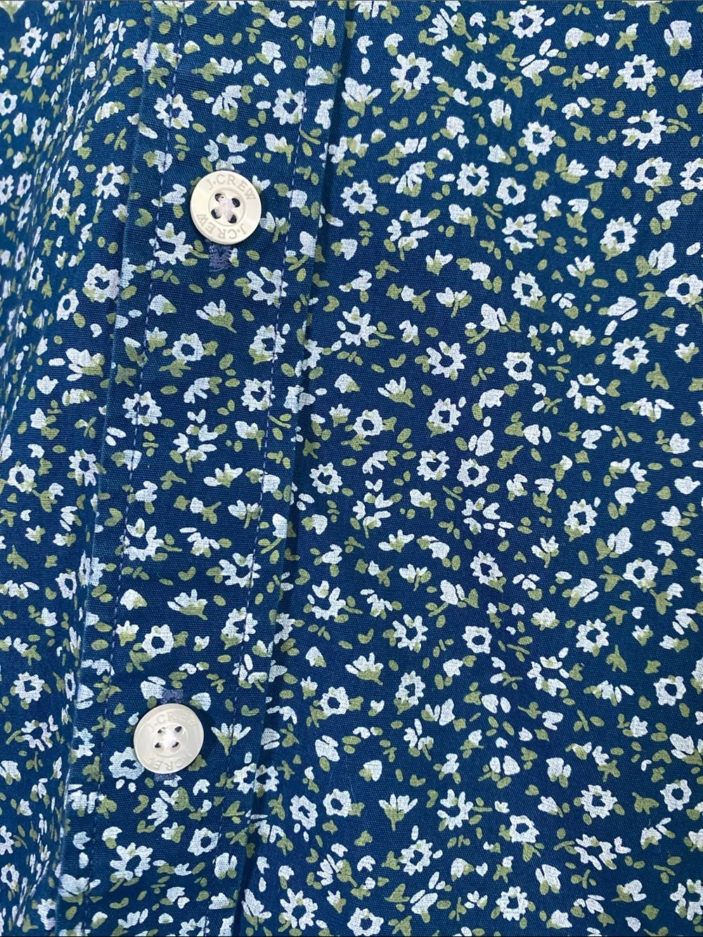 J Crew Slim Fit Flex Washed Shirt Mens Large Blue Floral Long Sleeve Button Down